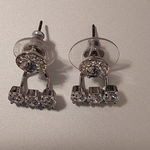 SWAROVSKI SILVER-TONE CRYSTAL EARRING JACKETS W STUD EARRINGS NEW CONDITION 2015 - Picture 5 of 11
